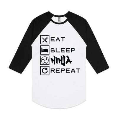 Eat Sleep Ninja Repeat Mens 3/4 Tee Thumbnail